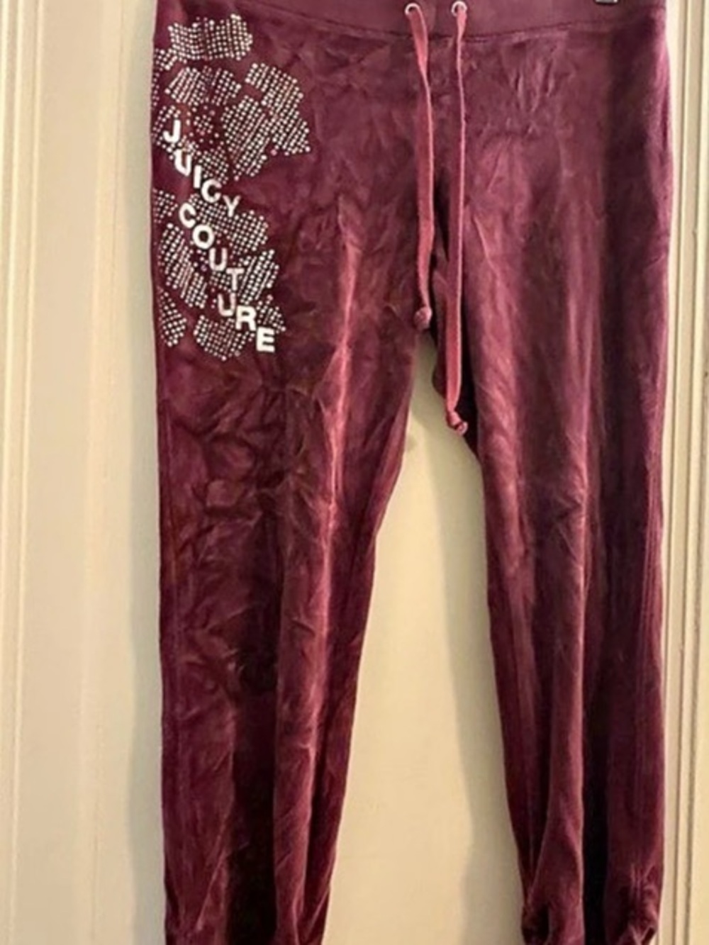 Juicy Couture OG Big Bling Velour Track Pants Purple